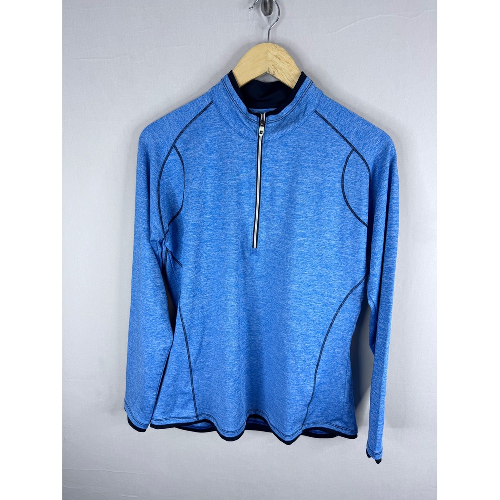 FootJoy Womens Blue Heather Quarter Zip Golf Pullover Mock Neck Top Size M